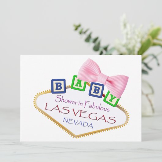 Baby shower in Las Vegas GIRL Uitnodiging (Staand voorkant)