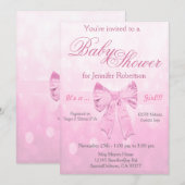 Baby shower in roze en wit kaart (Voorkant / Achterkant)