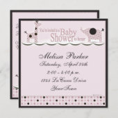 baby shower in roze Poka Stippen Uitnodiging (Voorkant / Achterkant)