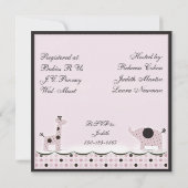 baby shower in roze Poka Stippen Uitnodiging (Achterkant)