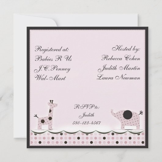 baby shower in roze Poka Stippen Uitnodiging (Achterkant)