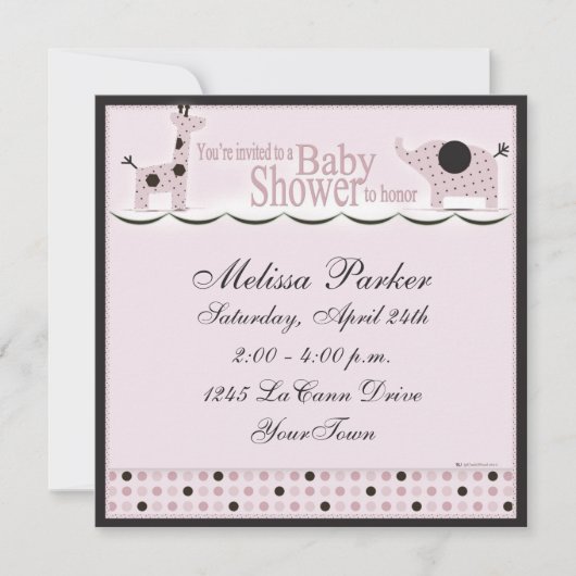 baby shower in roze Poka Stippen Uitnodiging (Voorkant)