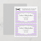 Baby Shower info bijkaarten, lavendel paars Uitnodiging Briefkaart (Voorkant / Achterkant)