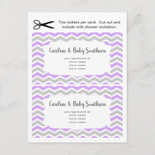 baby shower info insert cards, lavender paars uitnodiging briefkaart