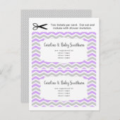 Baby Shower info-insteekkaarten, lavendelpaars Uitnodiging Briefkaart (Voorkant / Achterkant)