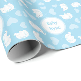 Baby shower inpakpapier met olifant voor jongen