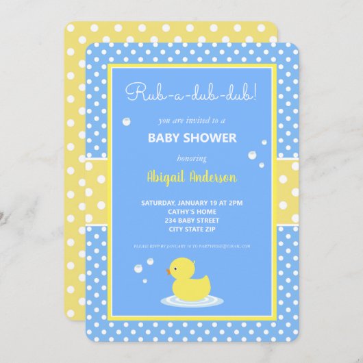 Baby shower Invita Kaart (Voorkant / Achterkant)
