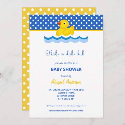 Baby shower Invita Kaart (Voorkant / Achterkant)