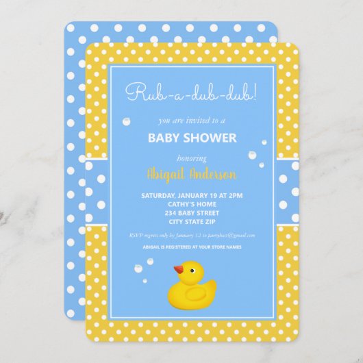 Baby shower Invita Kaart (Voorkant / Achterkant)