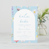 Baby shower Invitación Azul Spaans Uitnodiging (Staand voorkant)