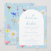 Baby shower Invitación Azul Spaans Uitnodiging (Voorkant / Achterkant)