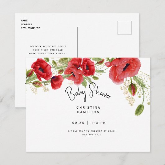 Baby shower Invitati Uitnodiging Briefkaart (Voorkant / Achterkant)