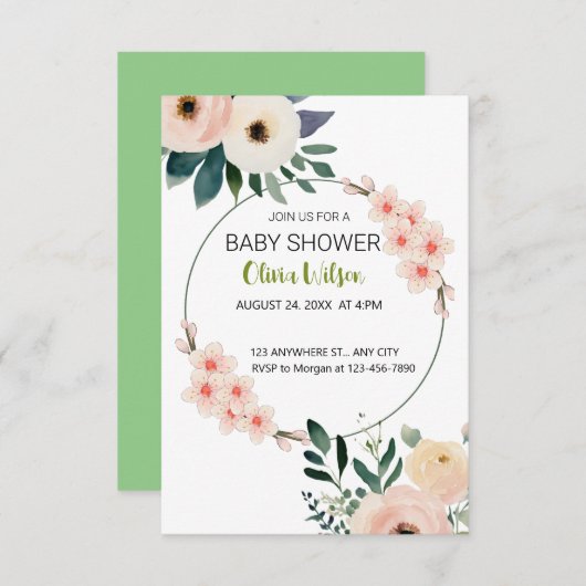 BABY SHOWER INVITATIE (Voorkant / Achterkant)