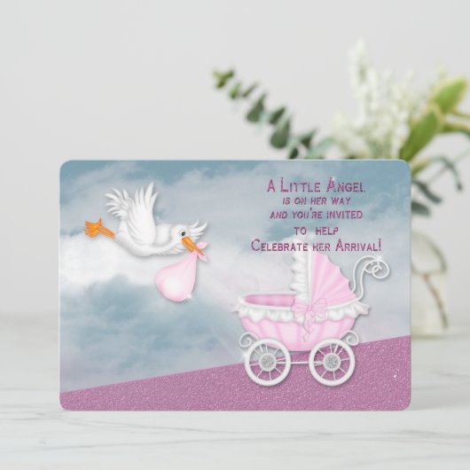 BABY SHOWER-INVITATIE - ANGEL VAN HET HOOFD KAART (Staand voorkant)
