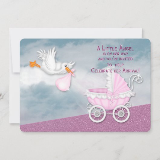 BABY SHOWER-INVITATIE - ANGEL VAN HET HOOFD KAART (Voorkant)
