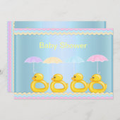 BABY SHOWER INVITATIE BLAUW KAART (Voorkant / Achterkant)