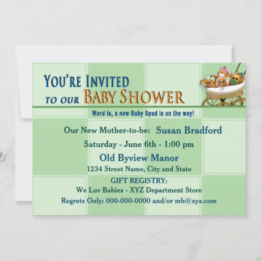 BABY SHOWER-INVITATIE - COLLECTIE VAN DE POTATOFAM KAART (Achterkant)