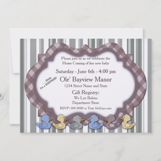 BABY SHOWER-INVITATIE - EENHEIDSZWEMMERING - UNIEK KAART (Achterkant)