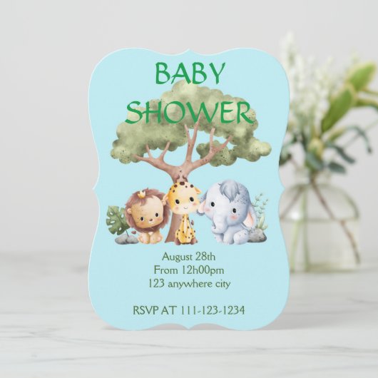 BABY SHOWER INVITATIE KAART (Staand voorkant)