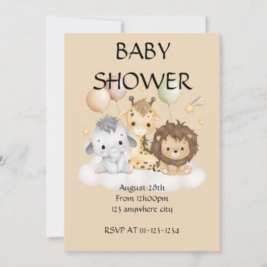 BABY SHOWER INVITATIE KAART (Voorkant)