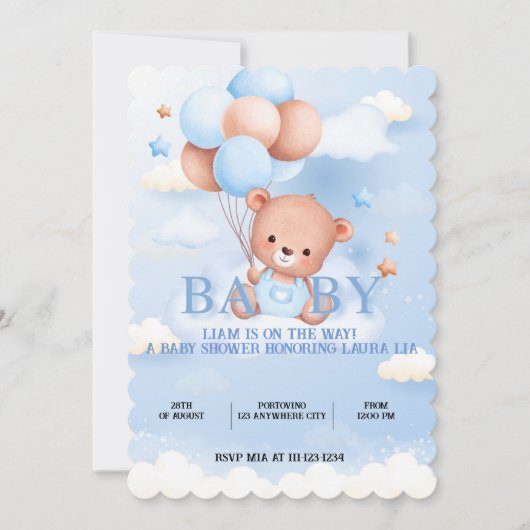 BABY SHOWER INVITATIE KAART (Voorkant)