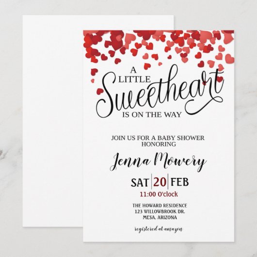 BABY SHOWER INVITATIE KAART (Voorkant / Achterkant)