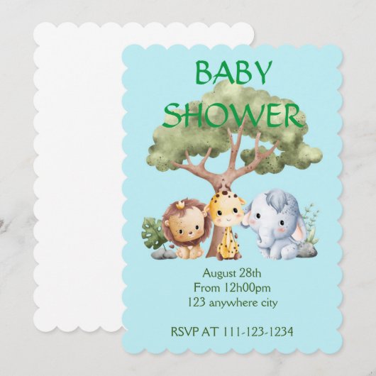 BABY SHOWER INVITATIE KAART (Voorkant / Achterkant)