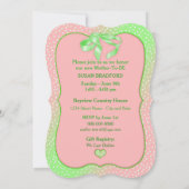 BABY SHOWER INVITATIE - PINK/MINT GROEN/POLKA DOT KAART (Achterkant)
