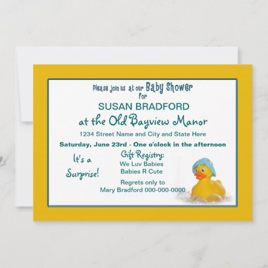 BABY SHOWER INVITATIE - RUBBER DUCK CLOSE-UP KAART (Achterkant)