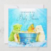 BABY SHOWER INVITATIE - RUBBER DUCKY EN VRIENDEN KAART (Voorkant)