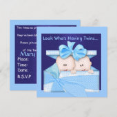 BABY SHOWER-INVITATIE VAN BEIDE TWINS KAART (Voorkant / Achterkant)