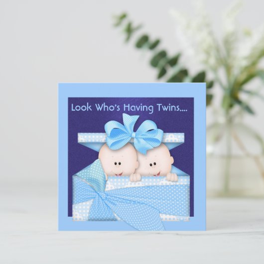 BABY SHOWER-INVITATIE VAN BEIDE TWINS KAART (Staand voorkant)