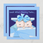BABY SHOWER-INVITATIE VAN BEIDE TWINS KAART (Voorkant / Achterkant)