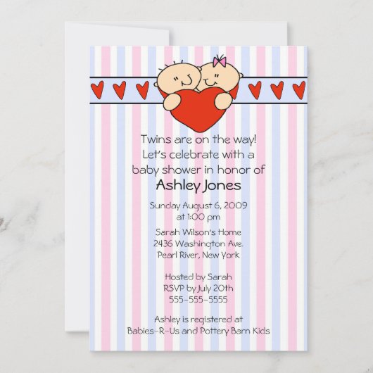 Baby shower-invitatie voor Peking Twins Kaart (Voorkant)