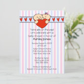 Baby shower-invitatie voor Peking Twins Kaart (Staand voorkant)