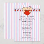Baby shower-invitatie voor Peking Twins Kaart (Voorkant / Achterkant)