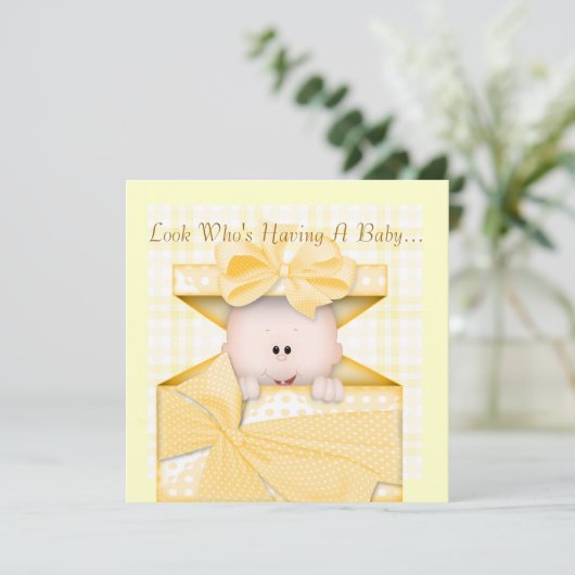 BABY SHOWER INVITATIESYELLOW KAART (Staand voorkant)