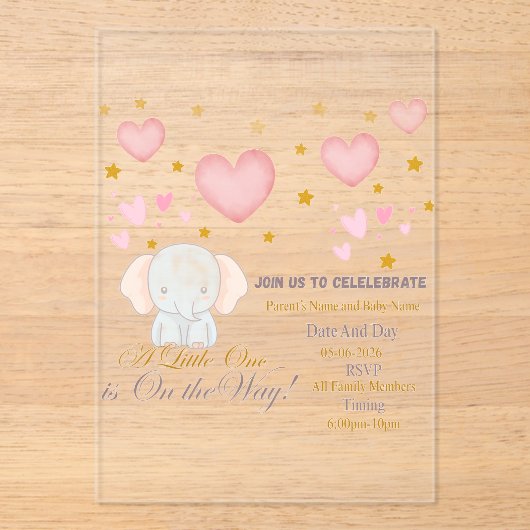 Baby Shower Invitation Acryl Uitnodigingen (Voorkant)