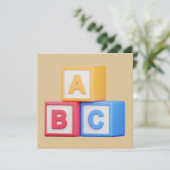Baby Shower Invitation- Alphabet Blocks Kaart (Staand voorkant)