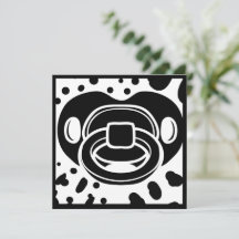 Baby shower Invitation - Black and White- Pacifier