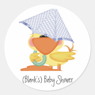 Baby shower Invitation-Blue Duck/Quackup Ronde Sticker
