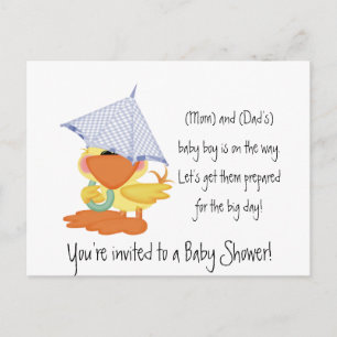 Baby shower Invitation-Blue Duck/Quackup Uitnodiging Briefkaart