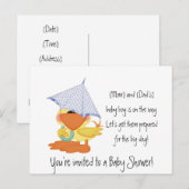 Baby shower Invitation-Blue Duck/Quackup Uitnodiging Briefkaart (Voorkant / Achterkant)