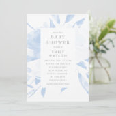 Baby shower Invitation Blue Floral Waterverf Kaart (Staand voorkant)
