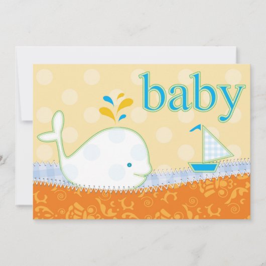 baby shower Invitation - Boy Baby Whale Kaart (Voorkant)