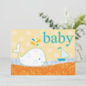 baby shower Invitation - Boy Baby Whale Kaart (Staand voorkant)