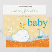 baby shower Invitation - Boy Baby Whale Kaart (Voorkant / Achterkant)