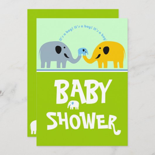 Baby shower Invitation-Boy Kaart (Voorkant / Achterkant)
