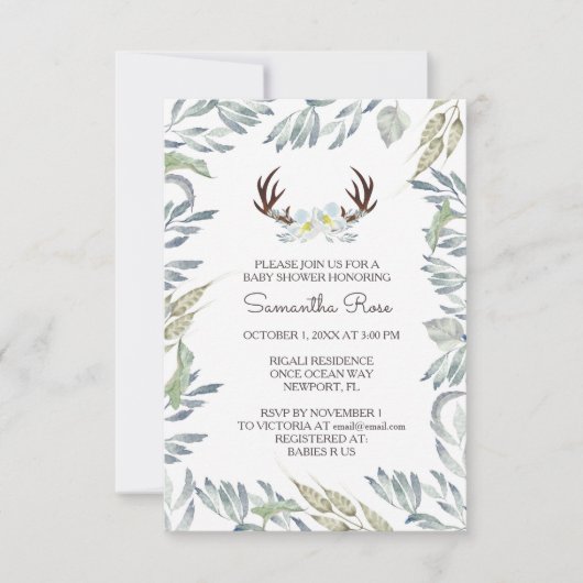 Baby shower Invitation Boy, Rustic Kaart (Voorkant)