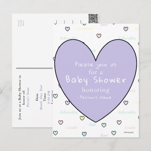 Baby shower Invitation Briefkaart HAMbyWG (Voorkant / Achterkant)